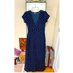 Maxi Blue Polka Dot Dress